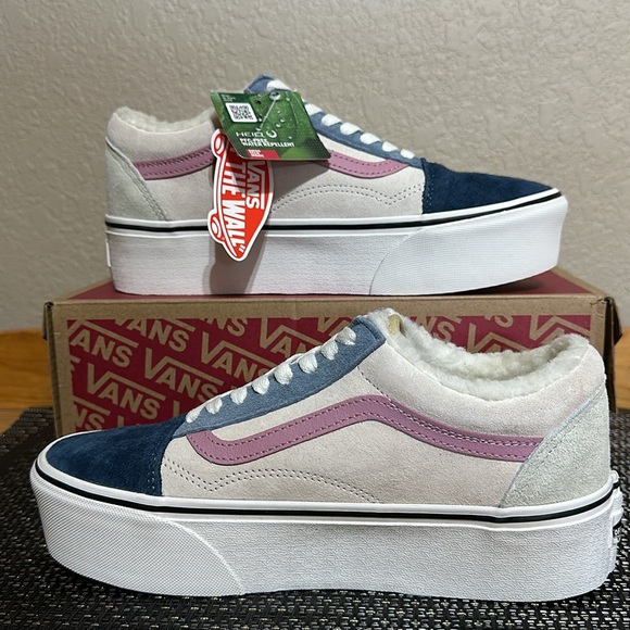 Vans Old Skool Stacked Pig Suede Sherpa Multi Color PFC Free Water Repellent - Picture 2 of 10